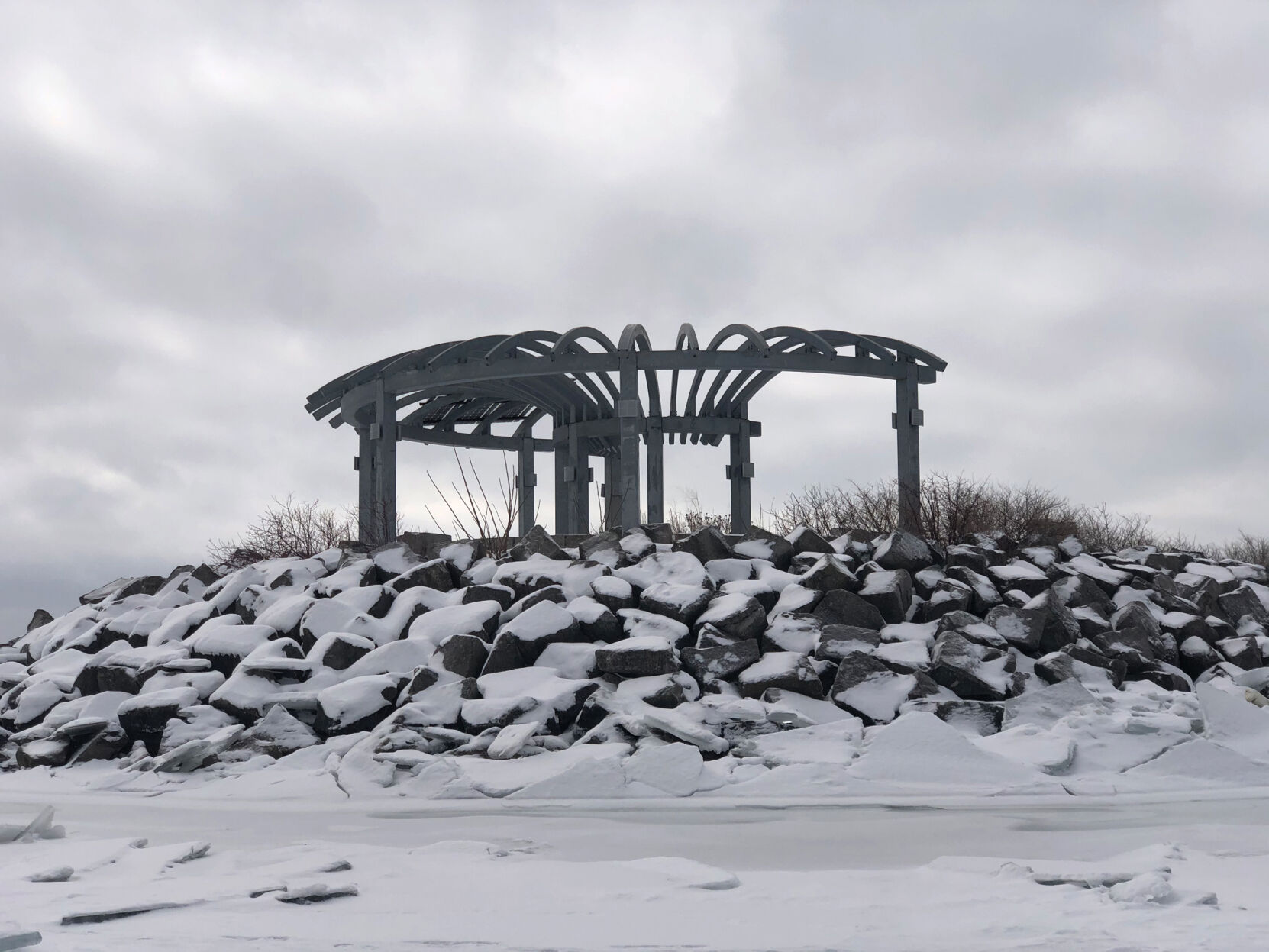A snowy day at the Small Boat Harbor